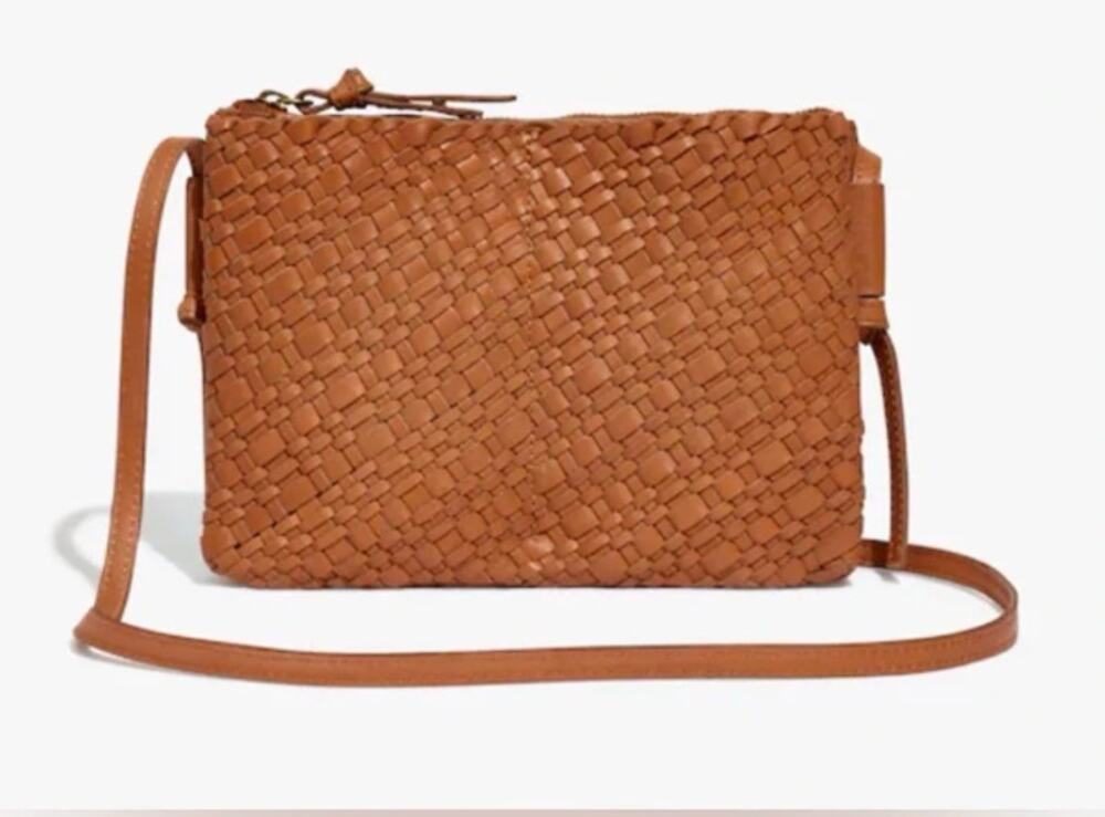 Madewell The Knotted Woven Leather Crossbody Bag Purse Tan Brown
